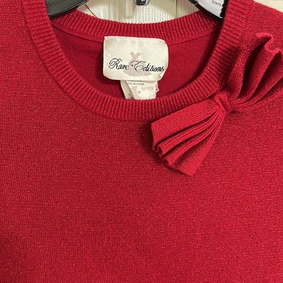 Rare Editions Red Cotton/Lurex Short Sleeve Sweater Dress - Picture 2 of 5